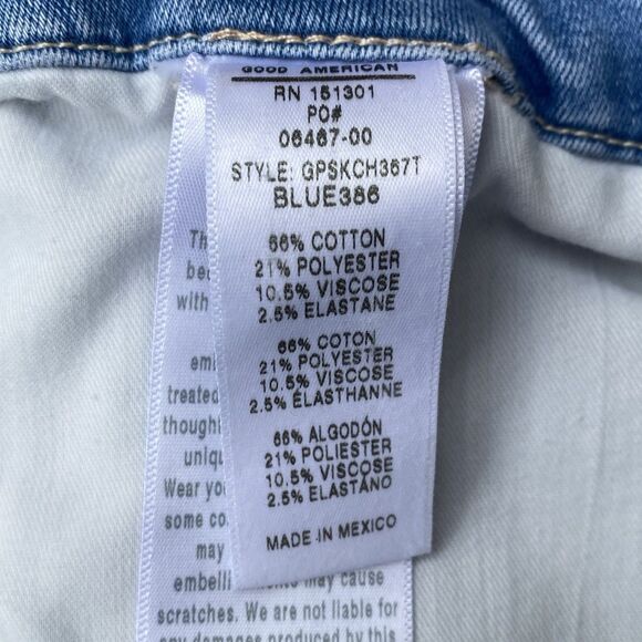 Good American GOOD PETITE SKINNY JEANS Crop Lightly Distressed Size 15 38x25 - Picture 6 of 6